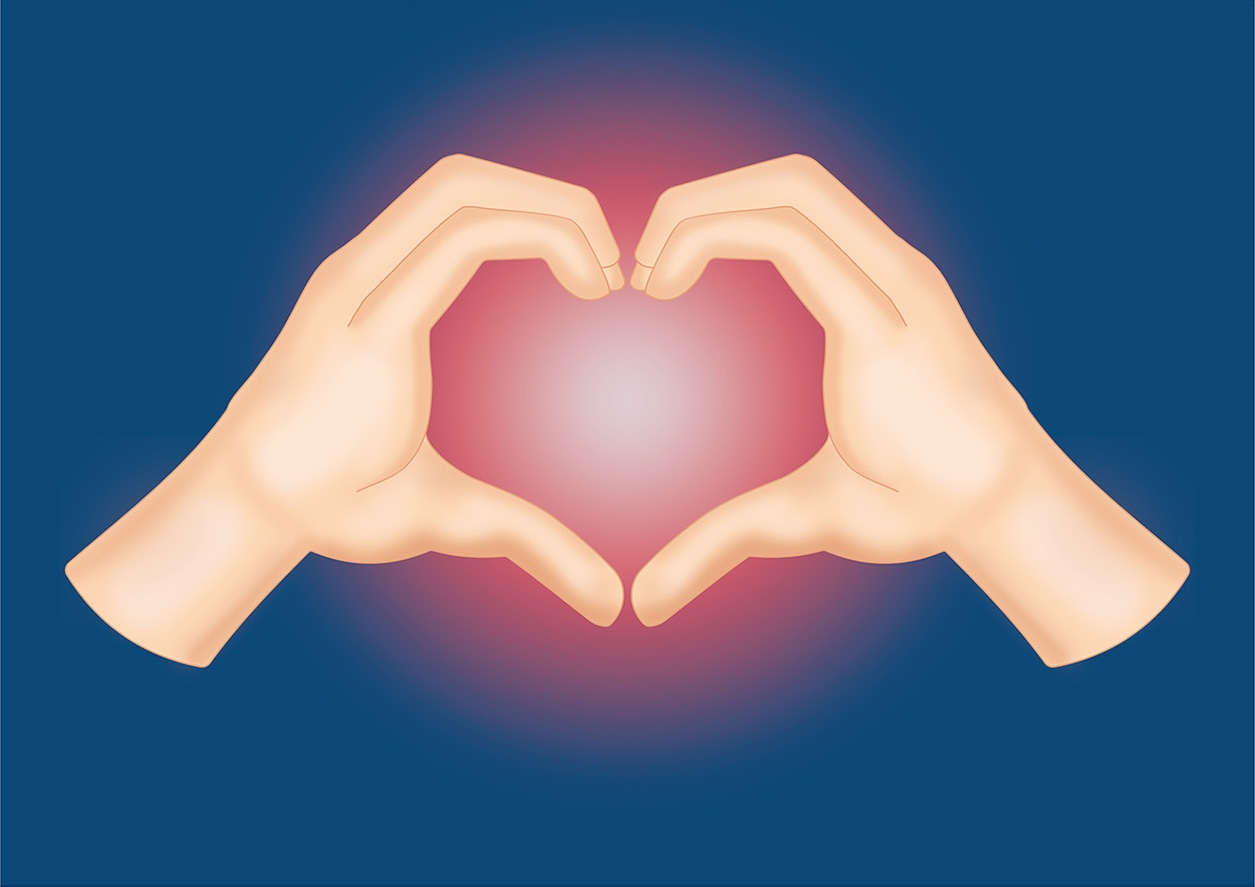 Illustrazione dell'emoji con le mani a cuore